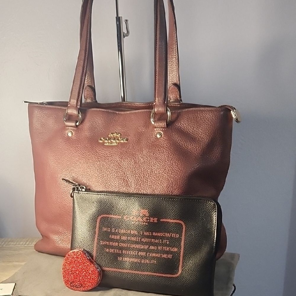 Coach Mahogany Leather Tote Bundle
